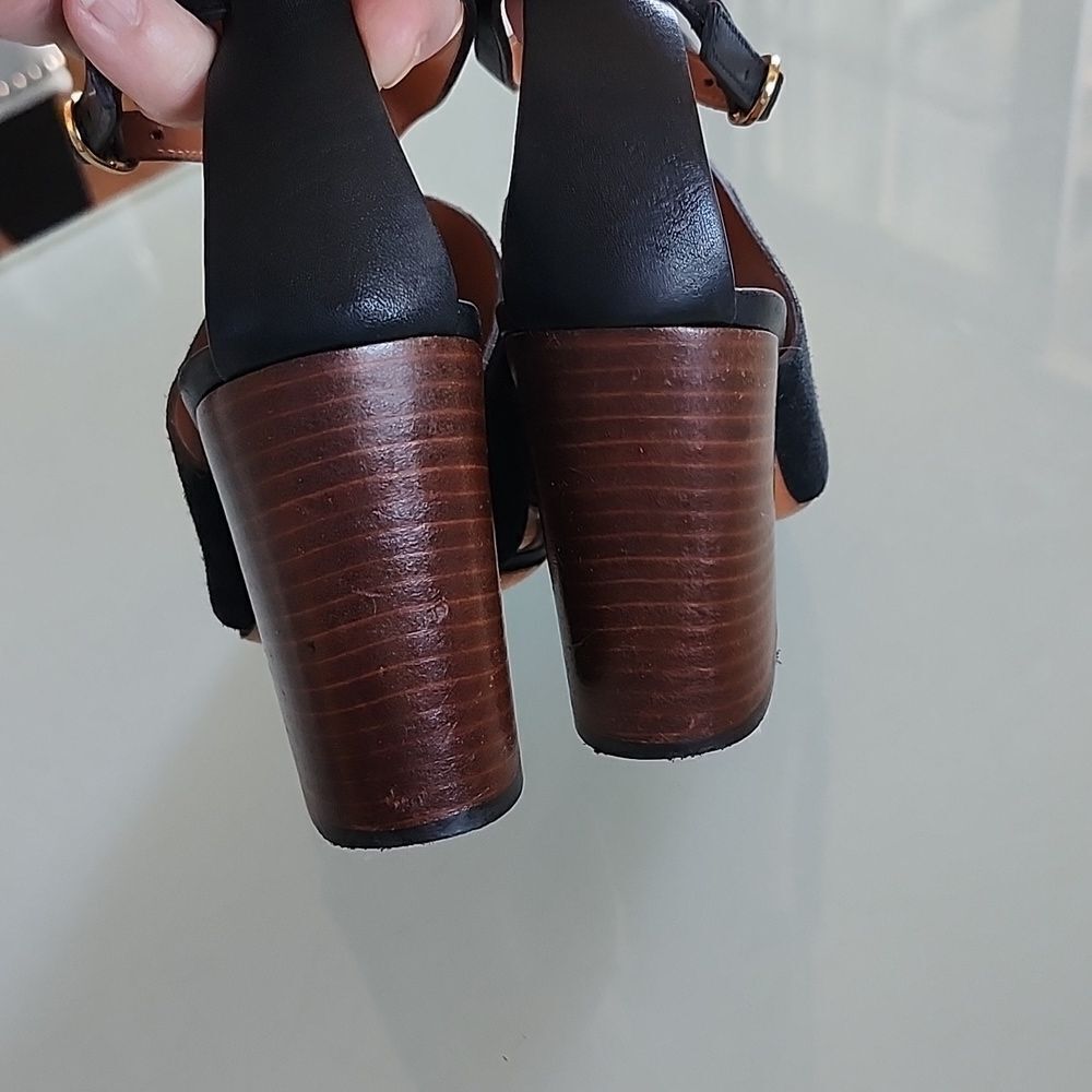 Celine Crosta T Strap Block Heel Sandals Sculptural Edgy Chic Size 37 US Size 7 - Picture 5 of 11